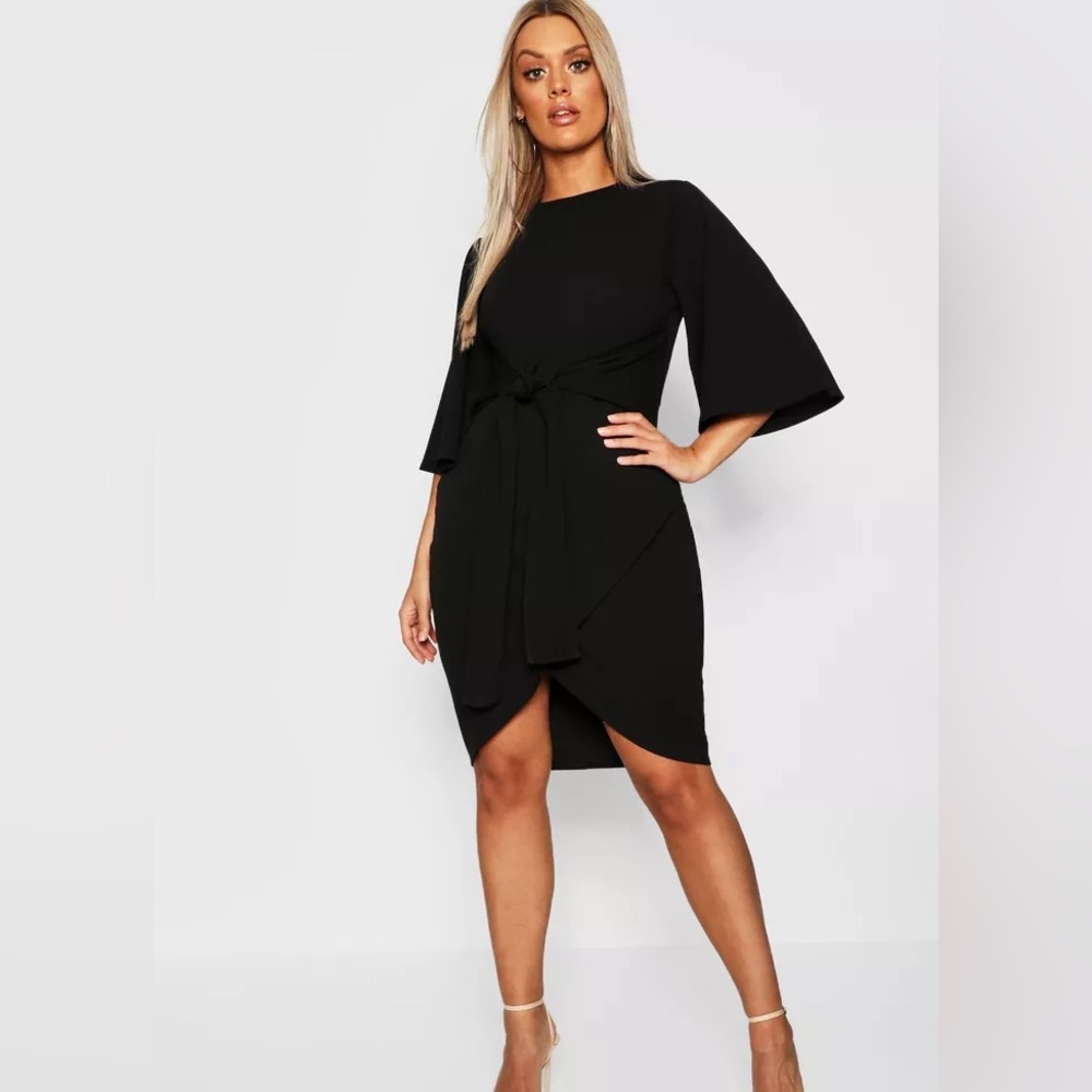Plus size Kimono Sleeve Tie Waist Wrap Dress